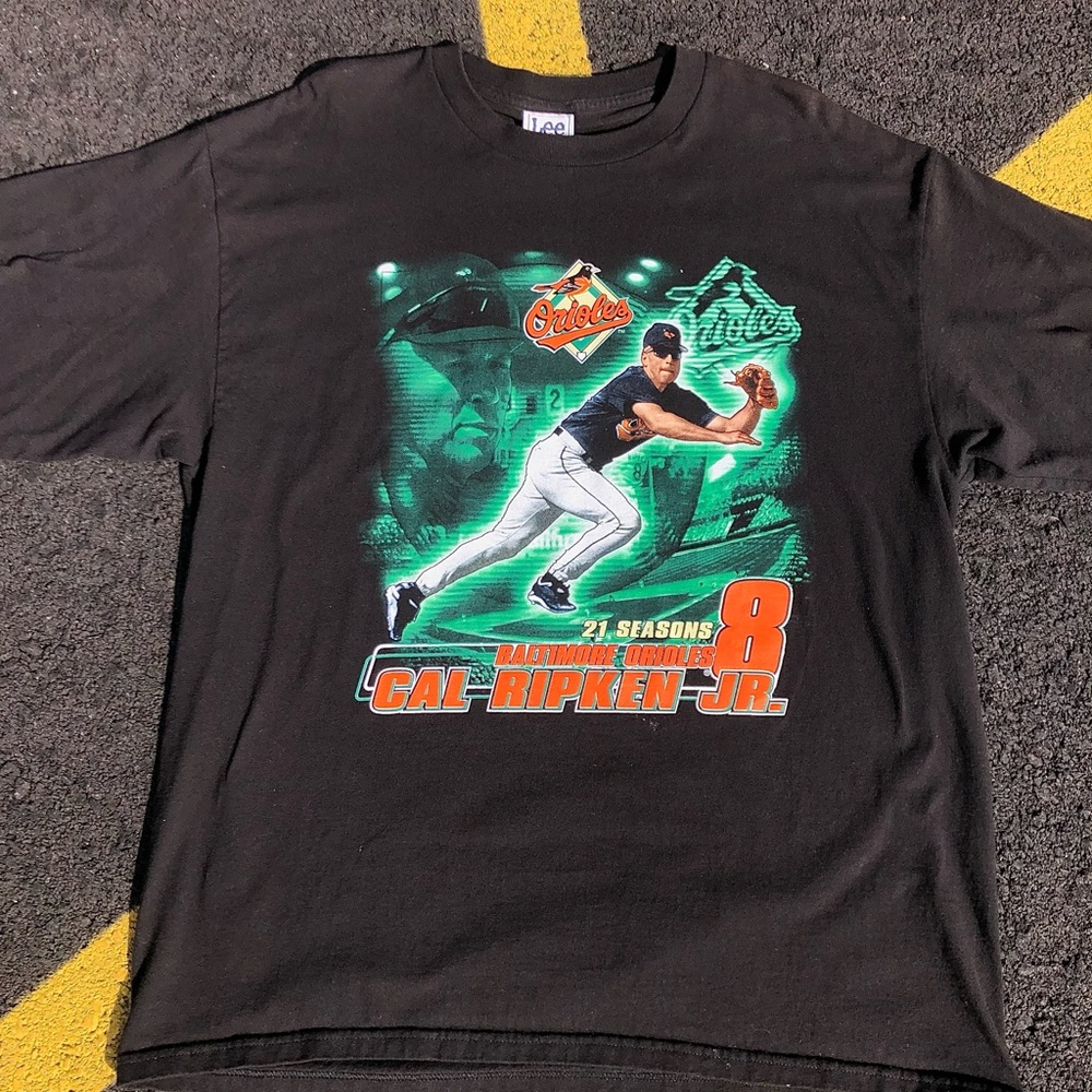 01’ Baltimore Orioles Lee Sport Cal Ripken Jr baseball tee